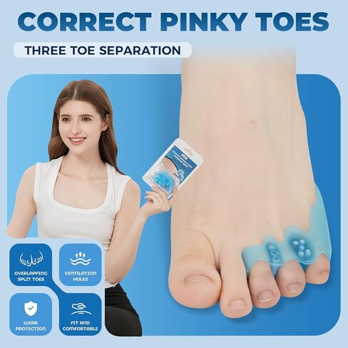 Tailor's Bunion Corrector and Pinky Toe Spacers Kit for Curled Toes and Pain Relief - Tailor Toe Separators, Pinky Toe Protectors, and Morton's Neuroma Relief (1 Pair) in Saudi Arabia