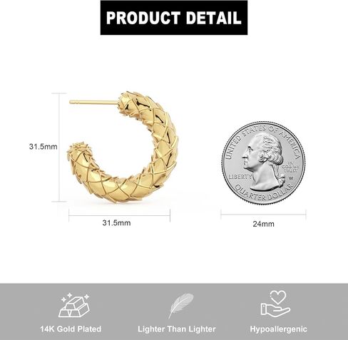 14K Gold Plated Chunky Gold Hoop Earrings, Lightweight Hollow Open Teardrop Earring Trendy Jewelry Gifts for Women, Hypoallergenic in Saudi Arabia