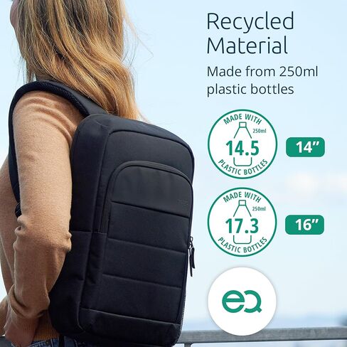 كنسينغتون إي كيو، حقيبة ظهر للكمبيوتر المحمول مقاس 14 بوصة، أشرطة كتف مبطنة، جيب جانبي (K60391WW)، أسود in Kuwait