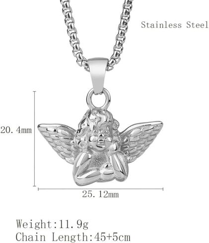 Stainless Steel 18K Gold Elegant Guardian Angel Charm Praying Pendant Necklace Jewelry Women Men Gift in Saudi Arabia