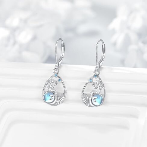 S925 Sterling Silver Mushroom/Daisy/Tulip/Celtic Knot/Seal Teardrop Leverback Earrings Dangle Moonstone Jewelry For Women Christmas Gift in Kuwait