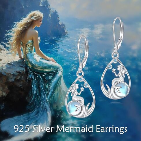 S925 Sterling Silver Mushroom/Daisy/Tulip/Celtic Knot/Seal Teardrop Leverback Earrings Dangle Moonstone Jewelry For Women Christmas Gift in Kuwait