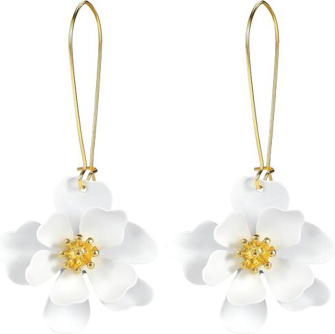 بوهو ديزي زهرة ماتي الزهور طويلة البتلة قطرة استرخى أقراط الطبقات المتدرج للنساء شيك بوهو مجوهرات الزفاف in Kuwait