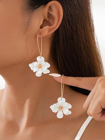 بوهو ديزي زهرة ماتي الزهور طويلة البتلة قطرة استرخى أقراط الطبقات المتدرج للنساء شيك بوهو مجوهرات الزفاف in Kuwait