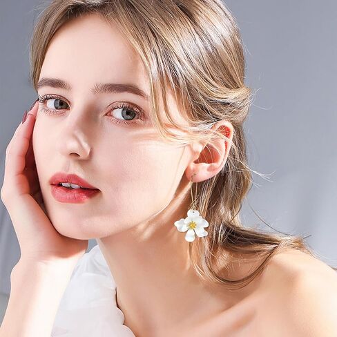 بوهو ديزي زهرة ماتي الزهور طويلة البتلة قطرة استرخى أقراط الطبقات المتدرج للنساء شيك بوهو مجوهرات الزفاف in Kuwait