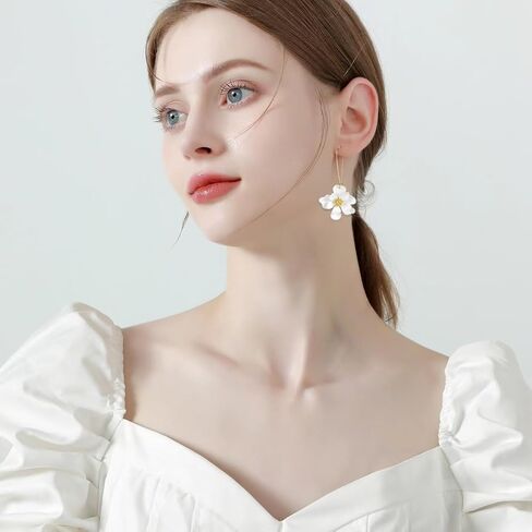 بوهو ديزي زهرة ماتي الزهور طويلة البتلة قطرة استرخى أقراط الطبقات المتدرج للنساء شيك بوهو مجوهرات الزفاف in Kuwait