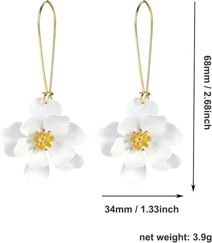 بوهو ديزي زهرة ماتي الزهور طويلة البتلة قطرة استرخى أقراط الطبقات المتدرج للنساء شيك بوهو مجوهرات الزفاف in Kuwait