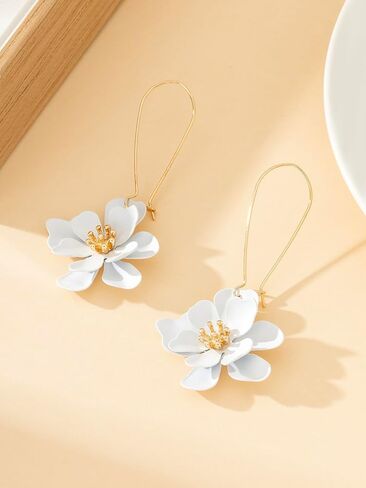 بوهو ديزي زهرة ماتي الزهور طويلة البتلة قطرة استرخى أقراط الطبقات المتدرج للنساء شيك بوهو مجوهرات الزفاف in Kuwait