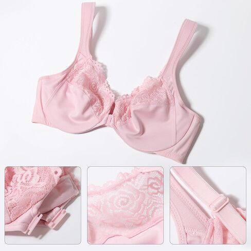 حمالة صدر Lemorosy للسيدات ذات الشكل الكامل مقاس كبير وإغلاق أمامي غير مبطن وأشرطة كتف واسعة وسلك سفلي للاستخدام اليومي in Kuwait