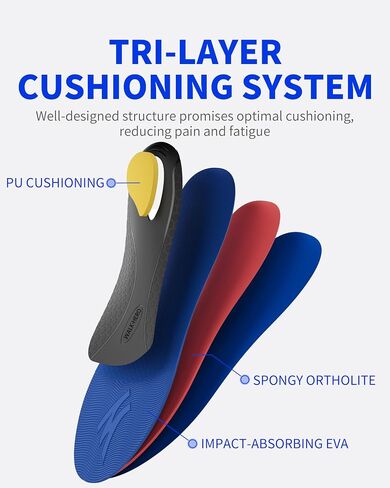 WalkHero Arch Support Insoles - Plantar Fasciitis Inserts Pain Relief,Orthotic Inserts Relieve Foot Fatigue and Pressure for Standing All Day Mens 7-7.5 | Womens 9-9.5 in Saudi Arabia