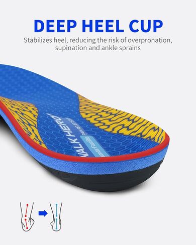 WalkHero Arch Support Insoles - Plantar Fasciitis Inserts Pain Relief,Orthotic Inserts Relieve Foot Fatigue and Pressure for Standing All Day Mens 7-7.5 | Womens 9-9.5 in Saudi Arabia