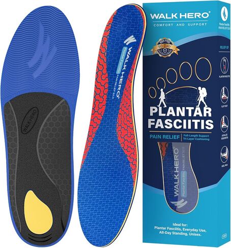 WalkHero Arch Support Insoles - Plantar Fasciitis Inserts Pain Relief,Orthotic Inserts Relieve Foot Fatigue and Pressure for Standing All Day Mens 7-7.5 | Womens 9-9.5 in Saudi Arabia