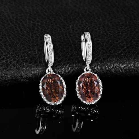 JewelryPalace Huge 7.2ct Oval Shape Natural Smoky Quartz Dangle Drop Earrings for Women, 14K Yellow Gold Plated 925 Sterling Silver Huggie Hoop Earrings, Natural Gemstone Jewelry Sets in Kuwait