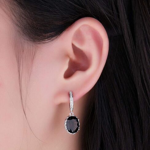 JewelryPalace Huge 7.2ct Oval Shape Natural Smoky Quartz Dangle Drop Earrings for Women, 14K Yellow Gold Plated 925 Sterling Silver Huggie Hoop Earrings, Natural Gemstone Jewelry Sets in Kuwait