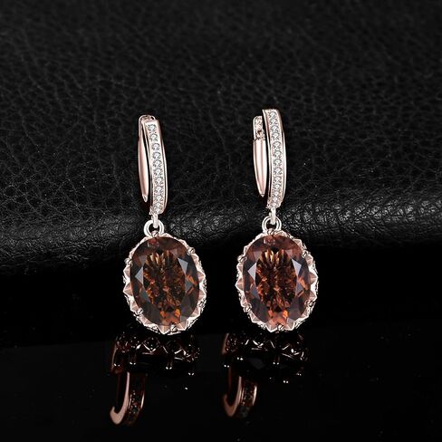JewelryPalace أقراط متدلية كبيرة على شكل بيضاوي من الكوارتز الدخاني الطبيعي 7.2 قيراط للنساء، 14 قيراط مطلية بالذهب الأصفر 925 أقراط هوجي من الفضة الاسترليني، مجموعات مجوهرات من الأحجار الكريمة الطبيعية in Kuwait