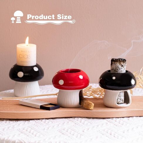 حامل فطر بالو سانتو، حامل حكيم للحرق، شيمينيا للبخور، وعاء تلطيخ حزمة حكيم، صينية الماسك الرماد السيراميك (مجموعة مستديرة سوداء) in Kuwait