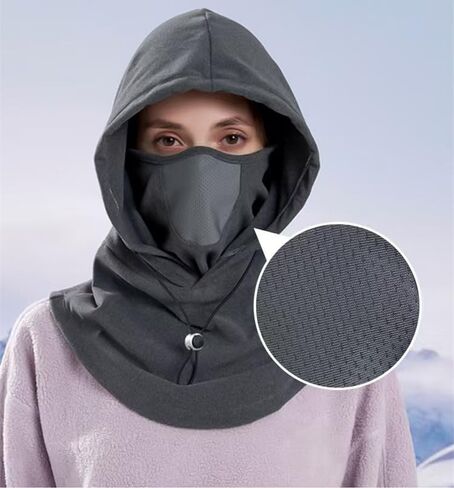 Balaclava Ski Mask Cold Weather Warm Soft Face Cover with Hood Neck Warmer Scarf for Men Women in Saudi Arabia