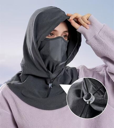 Balaclava Ski Mask Cold Weather Warm Soft Face Cover with Hood Neck Warmer Scarf for Men Women in Saudi Arabia