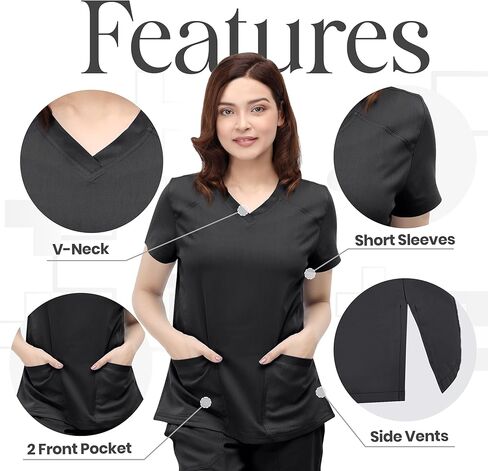 NY Threads Scrubs for Women V-Neck Top Soft Stretch with Pockets in Kuwait