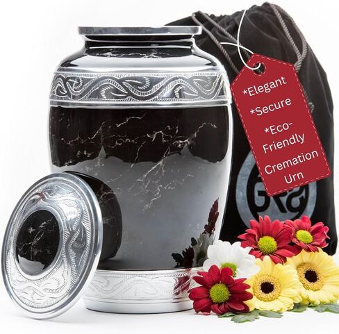 GR8 Large Green Marble Finish Cremation Urn - Beautiful Decorative Urn for Ashes - Durable Recycled Aluminum Urn - An Elegant HandCrafted Memorial - Securely Packaged in Kuwait