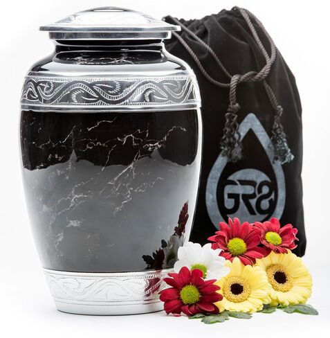 GR8 Large Green Marble Finish Cremation Urn - Beautiful Decorative Urn for Ashes - Durable Recycled Aluminum Urn - An Elegant HandCrafted Memorial - Securely Packaged in Kuwait