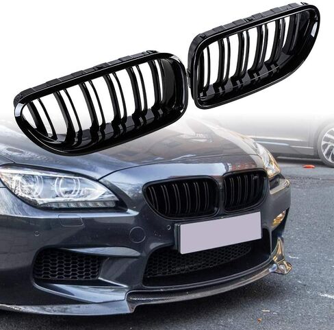 Front Kidney Grille Grill Double Slats Gloss Black Compatible with 2012-2017 BMW 6 Series F06 F12 F13 in Kuwait
