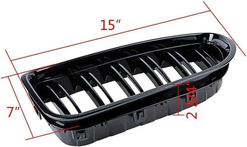 Front Kidney Grille Grill Double Slats Gloss Black Compatible with 2012-2017 BMW 6 Series F06 F12 F13 in Kuwait