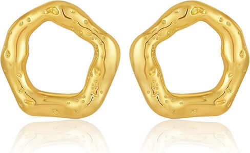 Chunky Gold Earrings, Gold Statement Drop Stud Earrings Trendy | Thick Oval, Geometric, Bow, Circle, Rectangle Earrings | Large Gold Earrings for Women Jewelry Gift in Kuwait