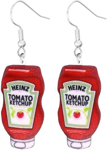 Funny Acrylic Food Dangle Earrings Hamburger Sandwich Ketchup Birthday Cake Earrings Birthday Celebration Earrings Exaggerated Statement Jewelry For Women Men in Kuwait