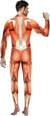 Men's 3D Muscle Printed Cosplay Bodysuit Halloween Costume Sexy Catsuit Jumpsuit in Kuwait
