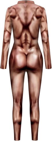 Men's 3D Muscle Printed Cosplay Bodysuit Halloween Costume Sexy Catsuit Jumpsuit in Kuwait