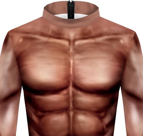 Men's 3D Muscle Printed Cosplay Bodysuit Halloween Costume Sexy Catsuit Jumpsuit in Kuwait