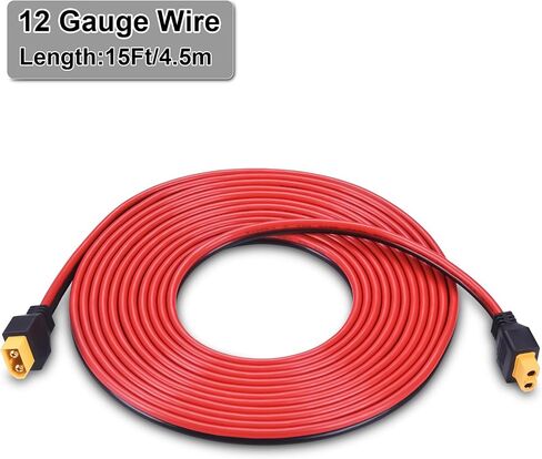 كابل تمديد XT60 لبطارية السيارة الشمسية RV وبطارية RC ومحطة الطاقة المحمولة مولد الطاقة الشمسية 12AWG 15Ft 4.5M in Kuwait