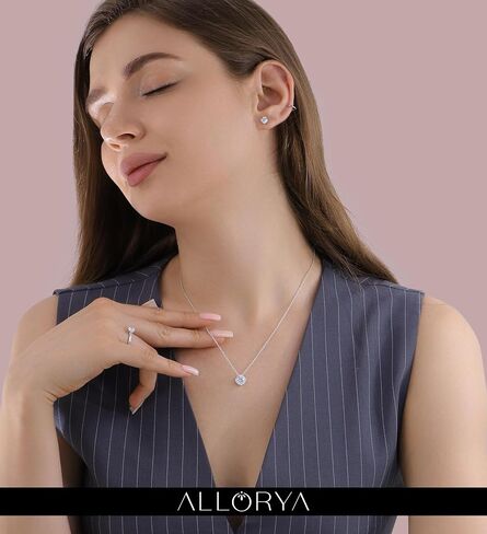 1.00 Carat Center Round Lab Grown White Diamond or Cubic Zirconia Cushion Frame Halo Pendant with 18 inch Silver Chain for Women in 925 Sterling Silver in Kuwait