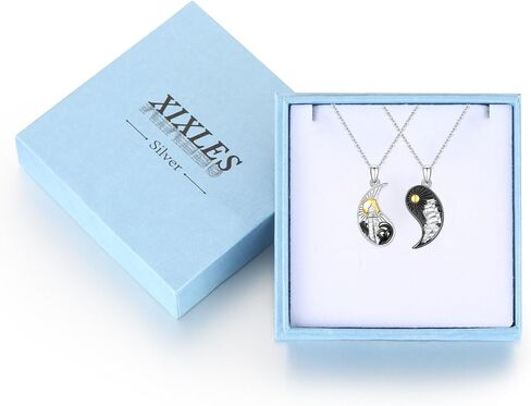 Yin Yang Necklace 925 Sterling Silver Lighthouses and Boats Matching Pendant Necklace Yin and Yang Necklace 2 Lighthouses Ships Nautical Landscape Necklace Set for Voyagers Lover Friendship in Saudi Arabia