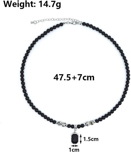 GIGB PBDK Dainty Crystal Pendant Necklace Vintage Tiger Eye Stone Choker Trendy Acrylic Bead Clavicle Necklace Pretty Birthday Jewelry Accessory Gift for Men in Kuwait