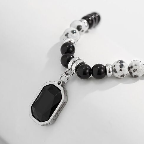 GIGB PBDK Dainty Crystal Pendant Necklace Vintage Tiger Eye Stone Choker Trendy Acrylic Bead Clavicle Necklace Pretty Birthday Jewelry Accessory Gift for Men in Kuwait