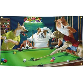Funny Flags Dog Flags Poker Banner 3X5Feet,Made Of Excellent Fabric, Sturdy, Durable And Brightly Colored, It Makes A Great Gift.