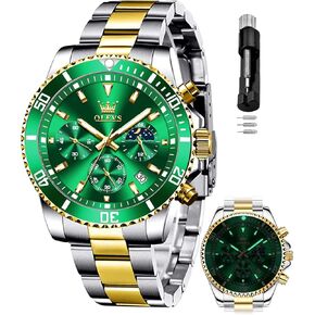 OLEVS Watches for Men Stainless Steel Classic Business Dress Analog Quartz Luxury Casual Mens Wrist Watches Date Waterproof Luminous Multifunction Big Dial