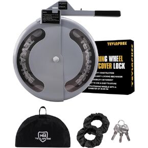 Tevlaphee Steering Wheel Lock Anti-Theft Device Heavy Duty Car Steering Wheel Lock Full Cover Universal Anti Car Theft Device Good Car Security Anti Theft for Cars Truck with 3 Keys(Silver)