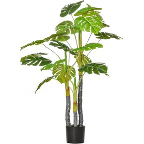 HOMCOM 4.5FT Artificial Fiddle Leaf Fig Tree, Faux Decorative Plant in Nursery Pot for Indoor or Outdoor Décor