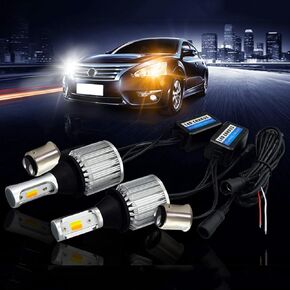 SOCAL-LED 2x T20 7440 LED Bulb Switchback Extremely Bright 30W 3000LM COB High Power DRL Turn Signal Light Kit, Canbus Error Free LED Decoder Resistor, White/Amber