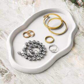 NiHome Silicone Jewelry Tray for Rings, Earrings, Bracelets, Daily Essentials, Keys, Crystals, Multi-Purpose Non-Slip Organizer on Bedroom Vanities, Bathroom Counters, Entryway Tables