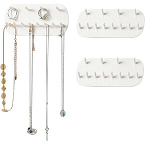 3PCS Necklace Holder Wall Mounted, Hanging Necklace Holder, Rings Display Rack, Adhesive Plastic Jewelry Wall Holder for Jewelry, Earrings, Keys