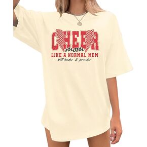Cheer Mom Shirt Women Oversized: Game Day Shirt Cheerleader Mama Tee Football Season Short Sleeve Lightning Tops