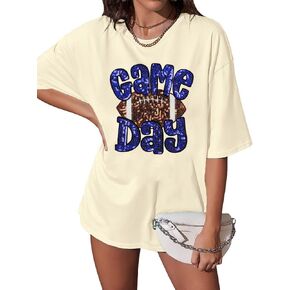 ASTANFY Game Day Shirts Oversized Tshirts: Football Shirts for Women Sequin Shirt Fall Graphic Tees Short Sleeve Tops