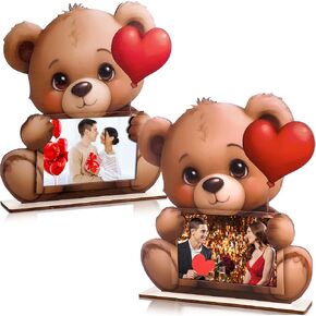 3 Pcs Heart Picture Frame 4 x 6 Inch Heart Shaped Picture Frame Glitter Red Pink Wooden Photo Frame Decorative Postcard Frame for Valentine's Day Home Table Tabletop