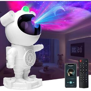 Astronaut Galaxy Projector, Galaxy Projector for Bedroom, with Timer and Remote, White Noise, Bluetooth Speaker, Star Projector with Moon Lamp, Gifts for Kids, Adults, Room Decor, Christmas, Birthday