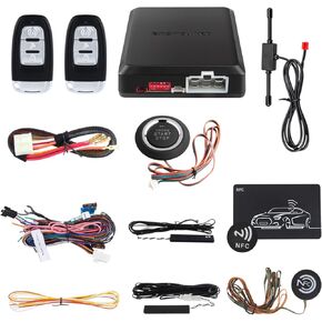 EASYGUARD EC002-NFC PKE Passive Keyless Entry Car Alarm System Remote Start Starter Push Start Stop Button NFC Lock Unlock DC12V (Without Shock Sensor)