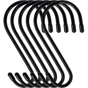 12 Pack 6 Inch S Hooks,Large S Hooks Vinyl Coated Heavy Duty S Hooks for Hanging Non Slip S Hanger Closet Hooks, Steel Metal White Rubber S Hooks for Hanging Plants,Clothes,Jeans,Pot Pan Garden